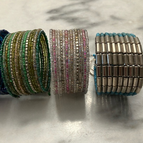 NWOT Elegant Glass Seed Beaded Bracelet LOT - Blue, Green, Silver, Pink (5) - Picture 8 of 8